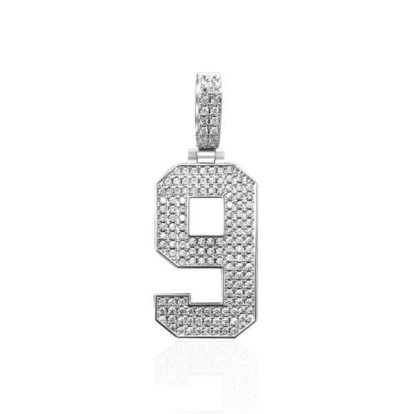 Moissanite Number Pendant - Solid Silver