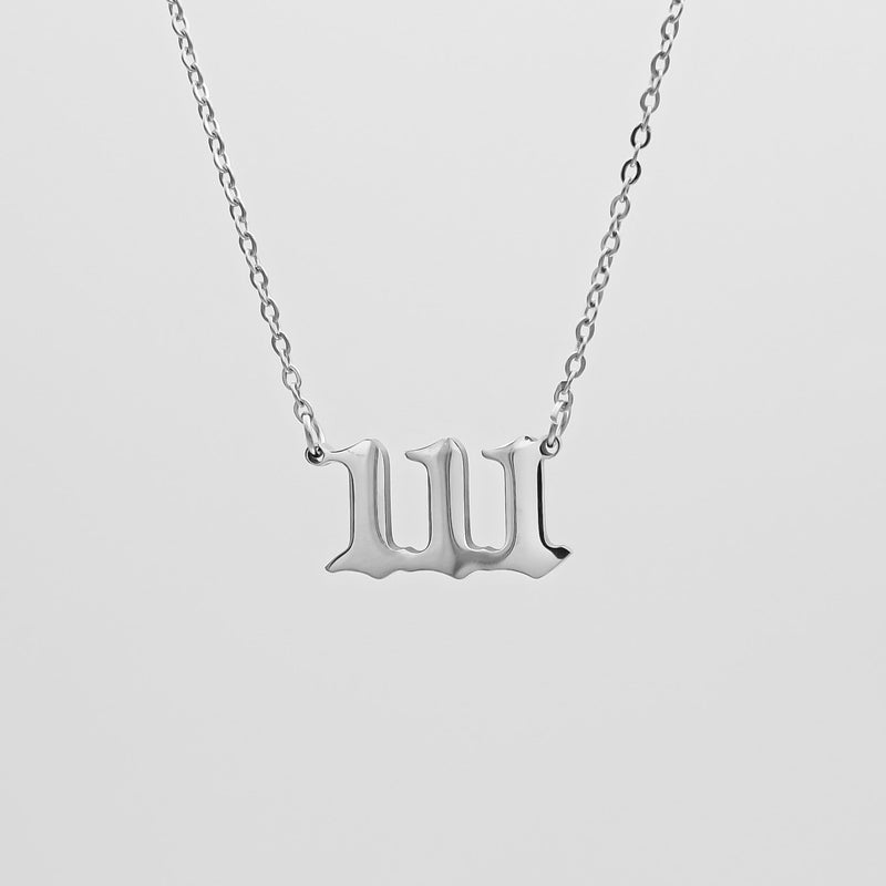 Angel Number Necklace - White Gold