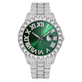 Emerald Numeral Dial Diamond Simulant Watch - White Gold