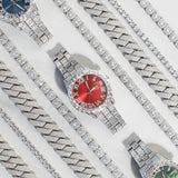 Ruby Numeral Dial Diamond Simulant Watch -White gold