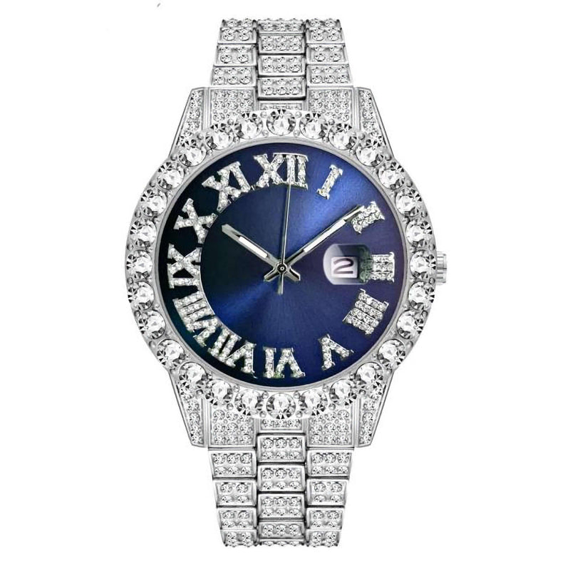 Sapphire Numeral Dial Diamond Simulant Watch -  White Gold