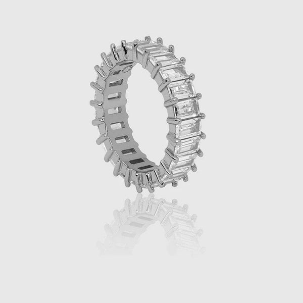 BAGUETTE BAND RING - White Gold