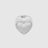 Fully iced bubble heart ring - White Gold