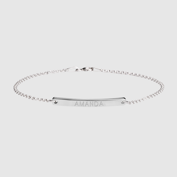 Bar custom bracelet - white gold