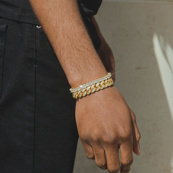 Cuban Link + Tennis Bracelet Bundle - Gold