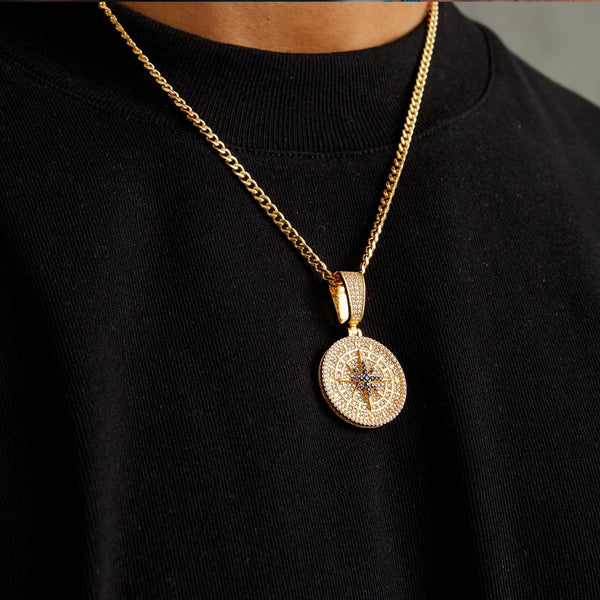 DIAMOND COMPASS PENDANT - Gold