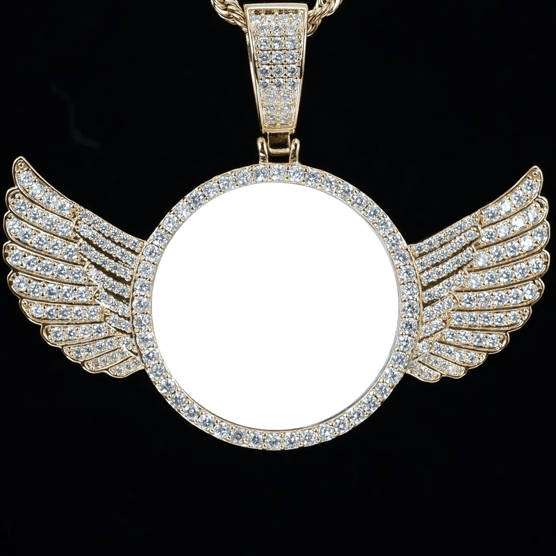 Custom Wing Photo Pendant- Gold