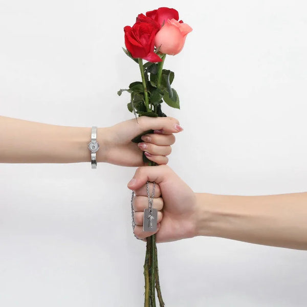 Key to My Heart Necklace and Bracelet Set - White Gold