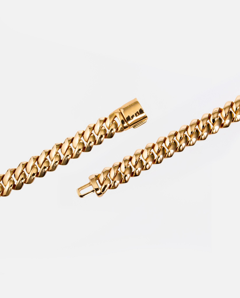 14mm Miami Prong Link Chain - Gold