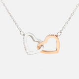 Interlocking Heart Necklace - White Gold & Rose Gold
