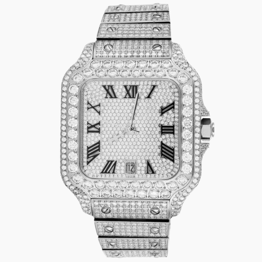 Moissanite White Tone Iced Out Watch