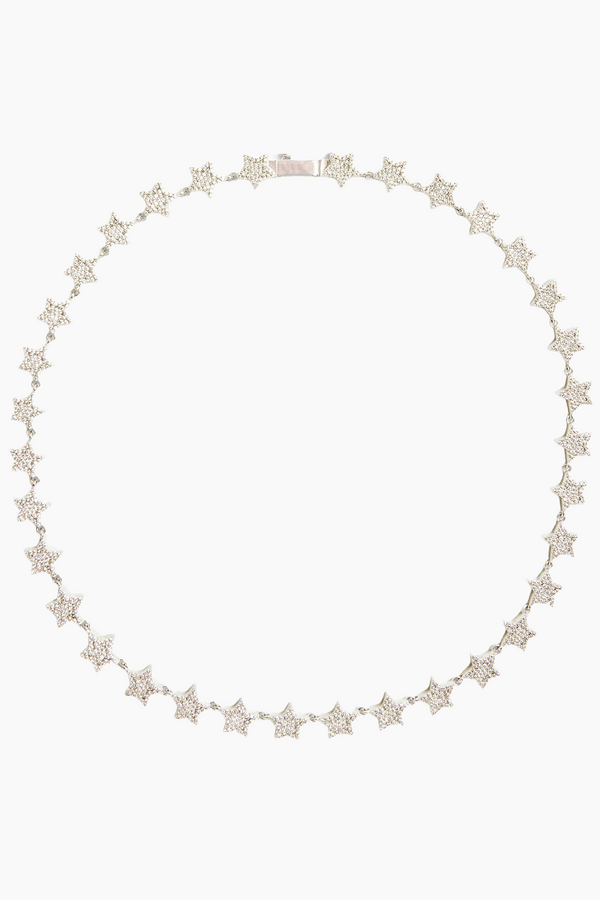 8MM ICED STAR CHAIN - WHITE GOLD