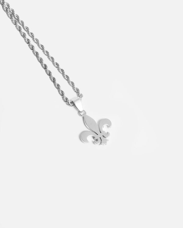 Fleur-de-Lis Pendant - White Gold