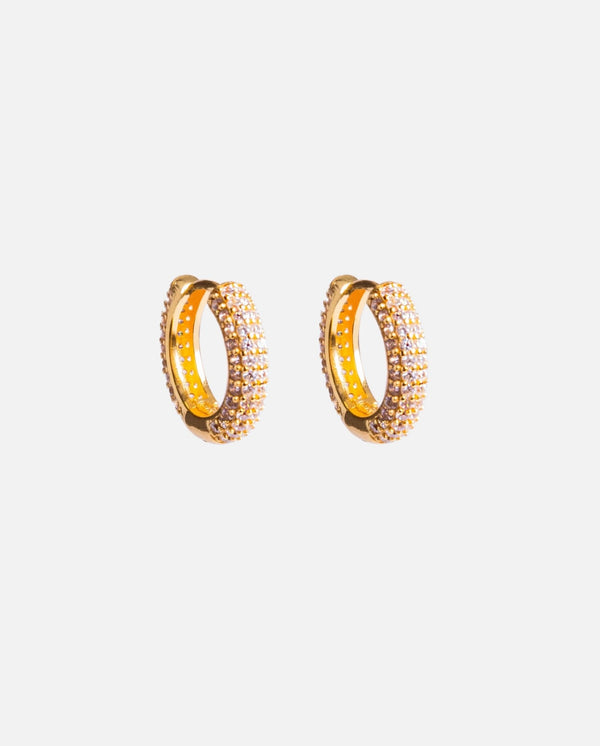 Iced Hoop Earrings - Gold