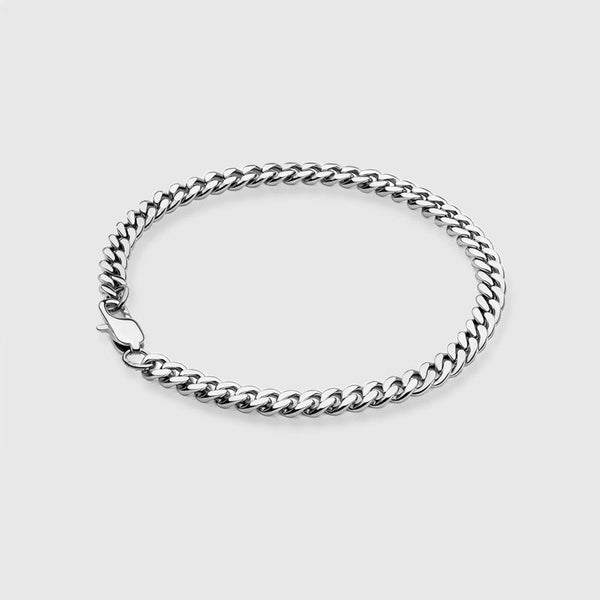 5MM CUBAN LINK BRACELET  - White Gold