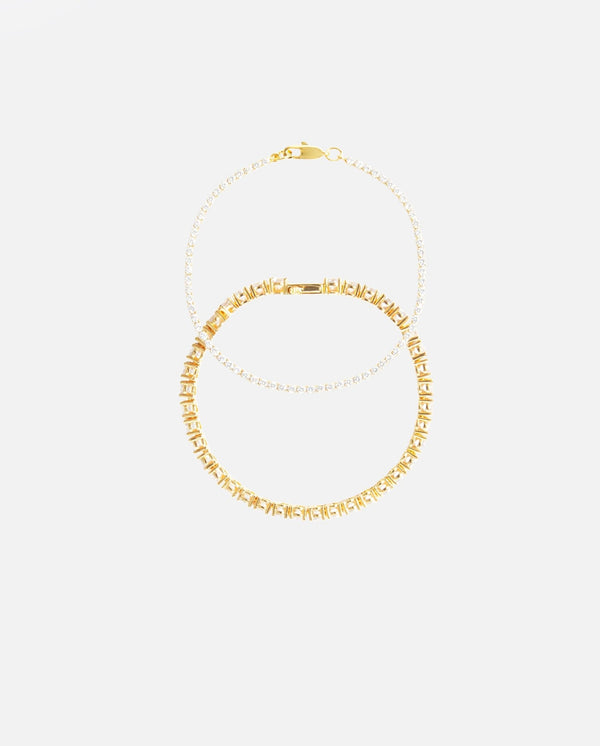 Micro Tennis + 5mm Tennis Bracelet Bundle - Gold