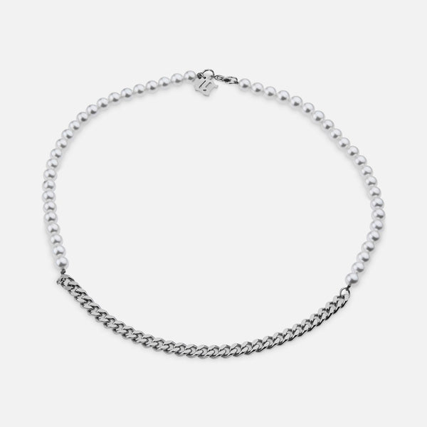 Pearl Cuban Necklace - White Gold