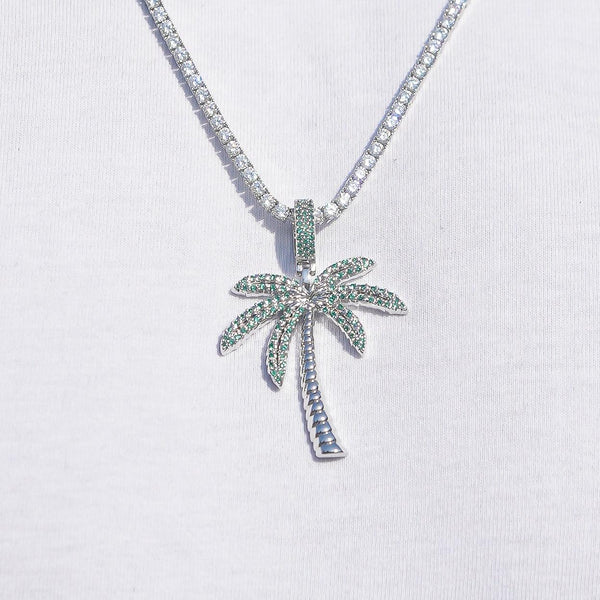 Palm Tree Pendant - White Gold