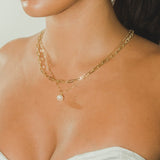 Pearl & Chain Necklace Set - Gold