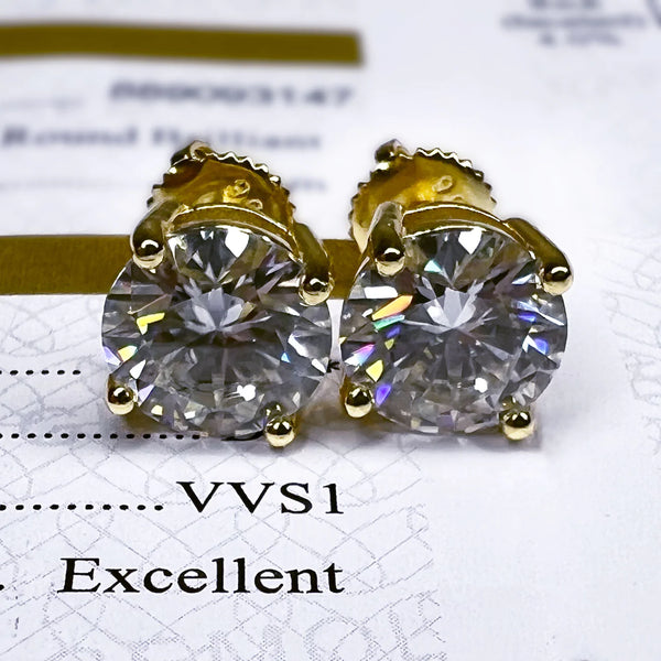 VVS ROUND STUD EARRINGS - Gold Vermeil